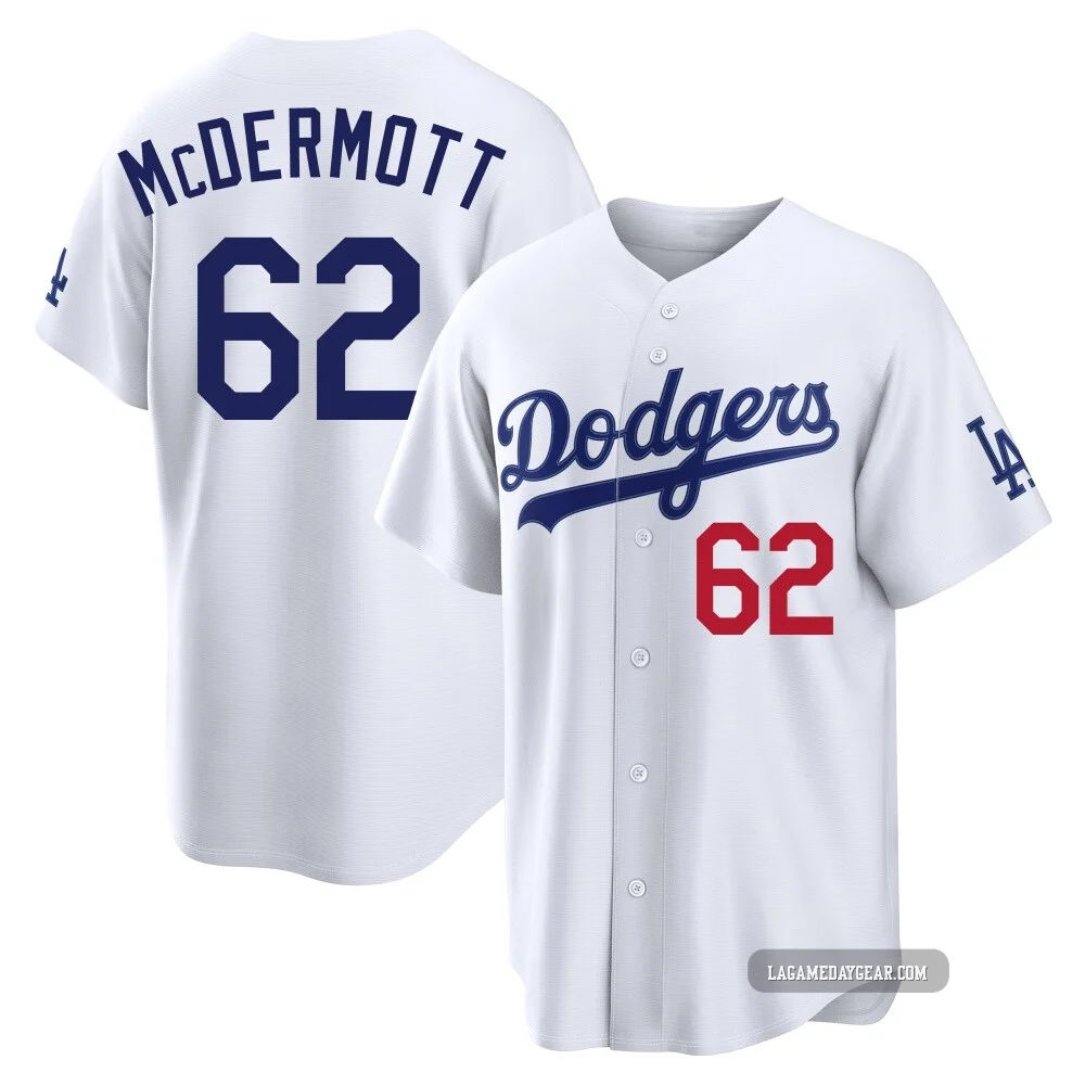 Chayce McDermott ＃62 Los Angeles Dodgers Limited Youth White Home Stadium Jersey