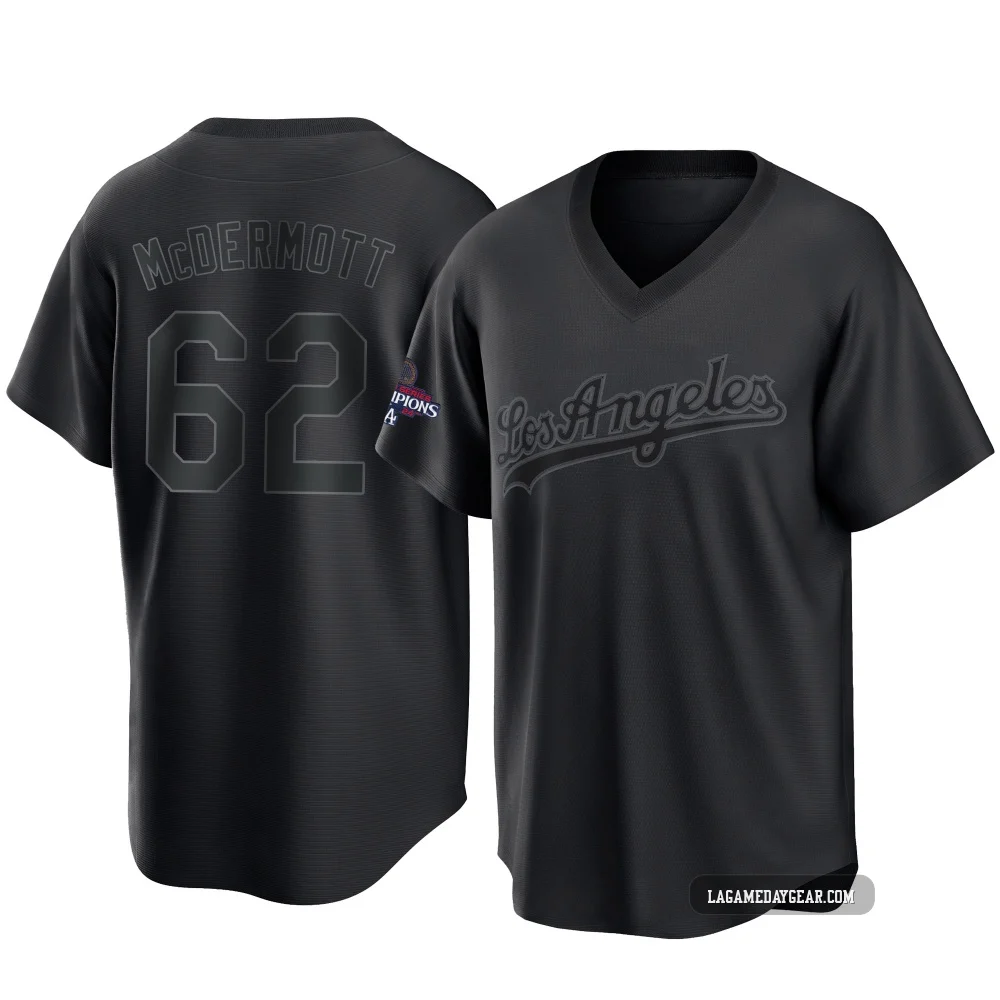 Chayce McDermott ＃62 Los Angeles Dodgers Replica Men's Black Pitch Fashion 2024 World Series Champions Jersey