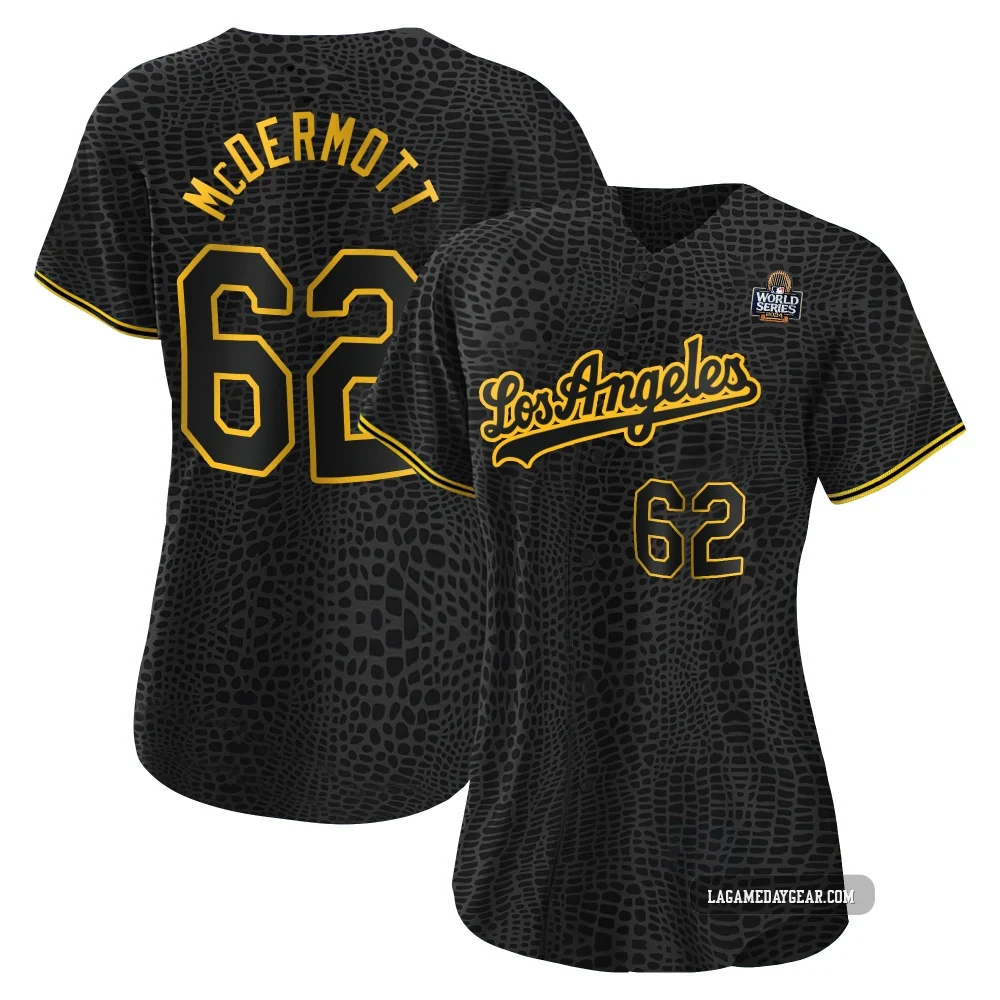 Chayce McDermott ＃62 Los Angeles Dodgers Replica Women's Black Snake Skin City 2024 World Series Jersey