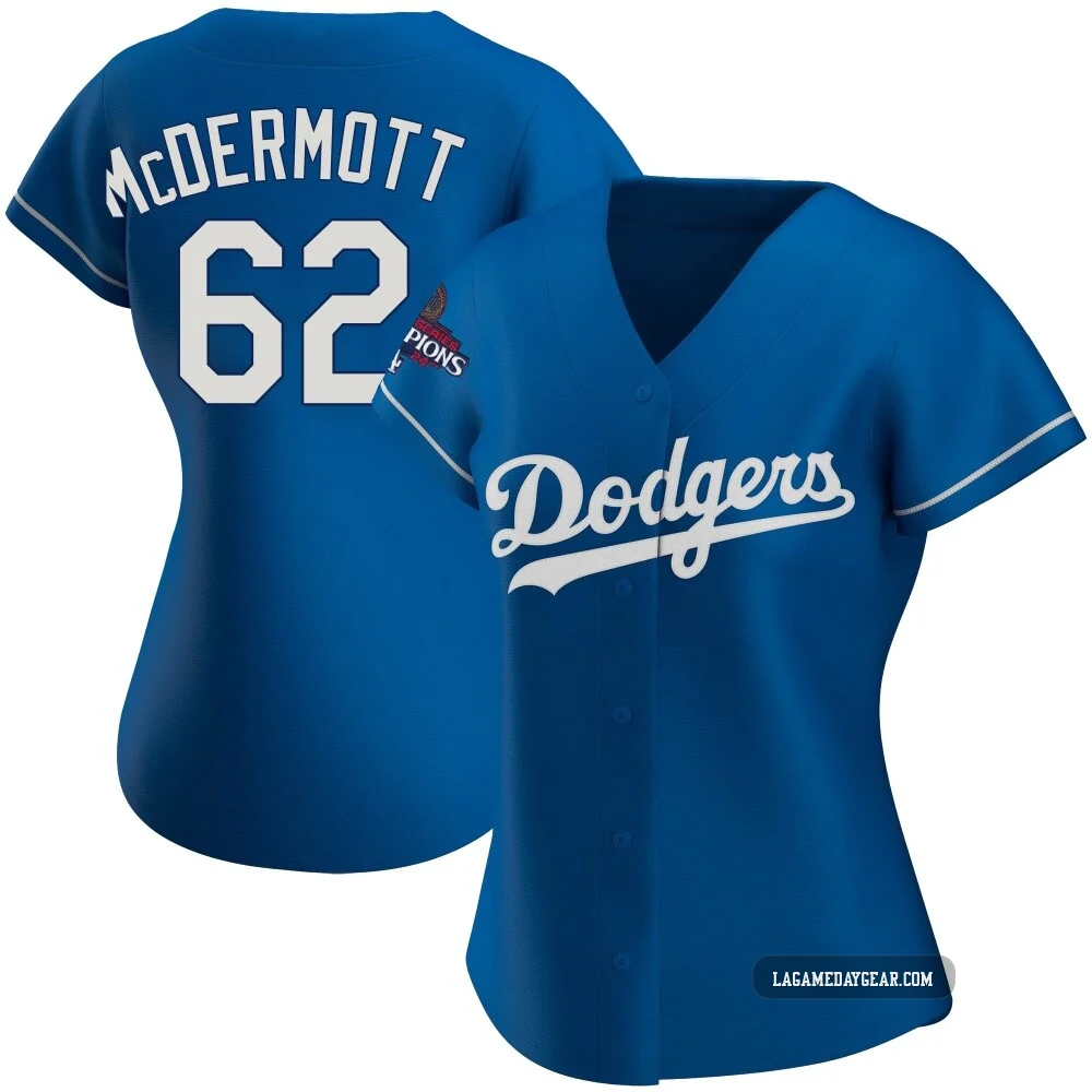 Chayce McDermott ＃62 Los Angeles Dodgers Replica Women's Royal Alternate 2024 World Series Champions Jersey