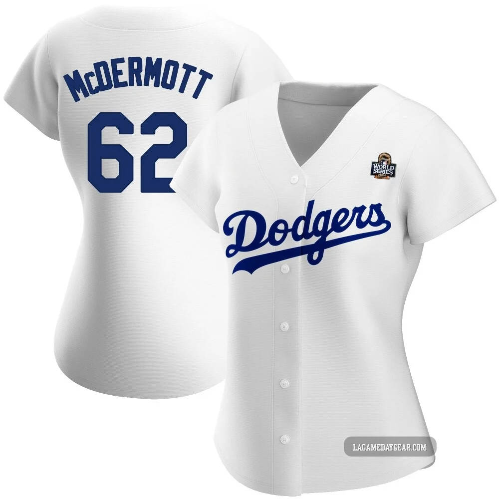 Chayce McDermott ＃62 Los Angeles Dodgers Replica Women's White Home 2024 World Series Jersey