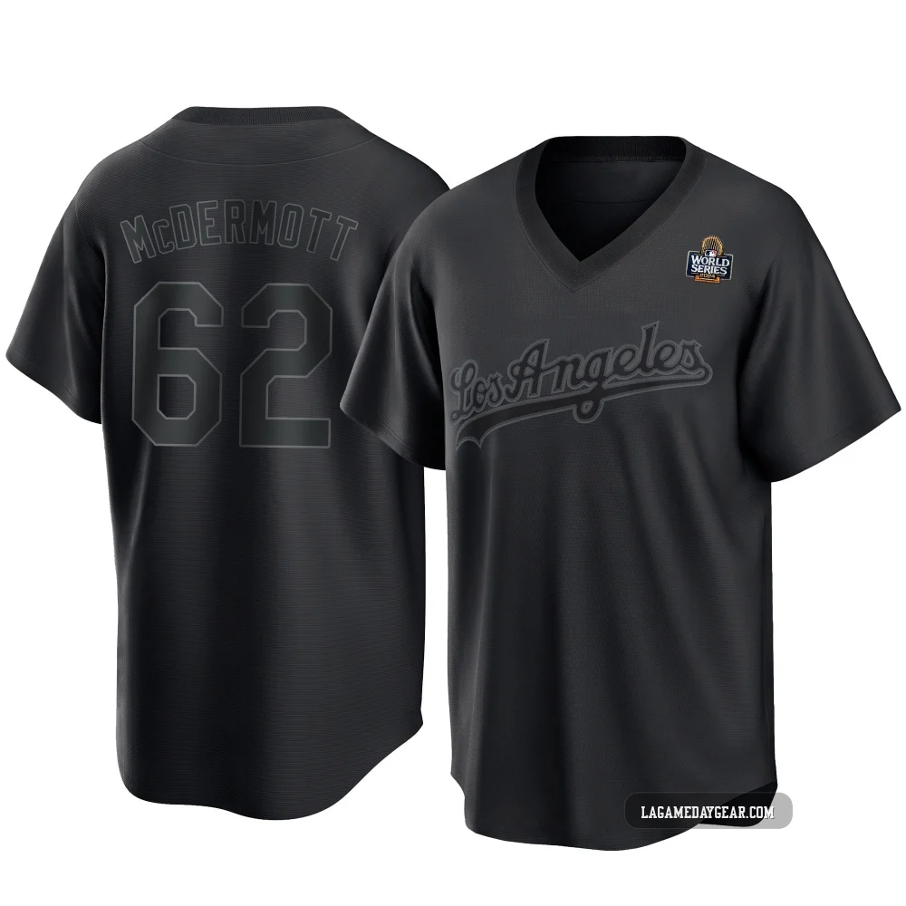Chayce McDermott ＃62 Los Angeles Dodgers Replica Youth Black Pitch Fashion 2024 World Series Jersey