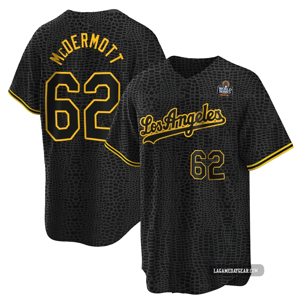 Chayce McDermott ＃62 Los Angeles Dodgers Replica Youth Black Snake Skin City 2024 World Series Jersey