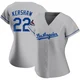 Clayton Kershaw ＃22 Los Angeles Dodgers Authentic Women's Gray Road 2024 World Series Champions Jersey