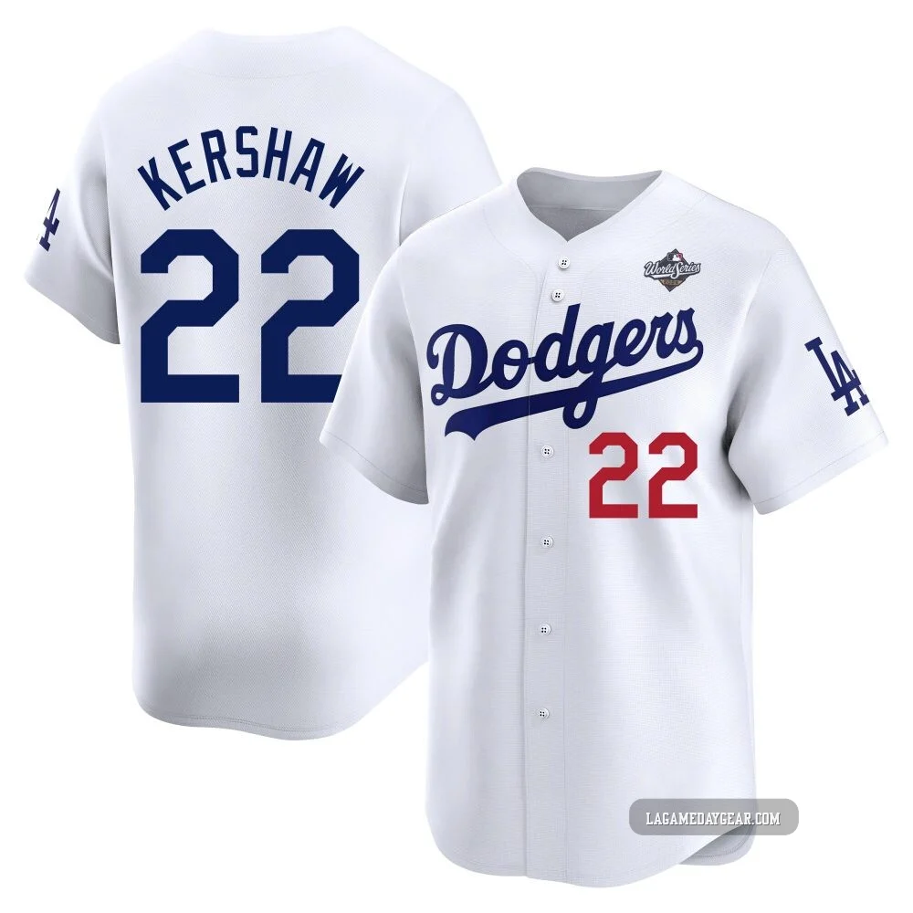 Clayton Kershaw ＃22 Los Angeles Dodgers Limited Men's White Home 2025 World Series Jersey