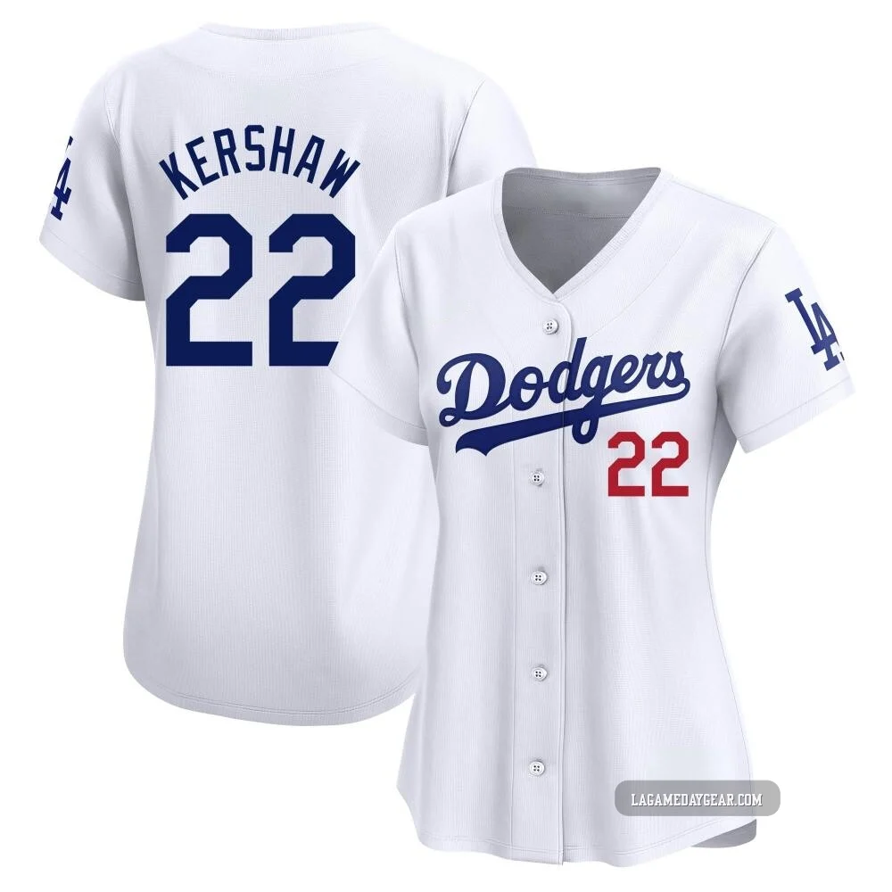 Clayton Kershaw ＃22 Los Angeles Dodgers Limited Women's White Home Jersey