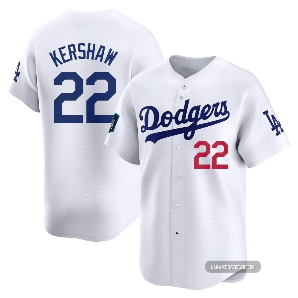 Clayton Kershaw ＃22 Los Angeles Dodgers Limited Youth White 2024 World Tour Seoul Series Home Jersey