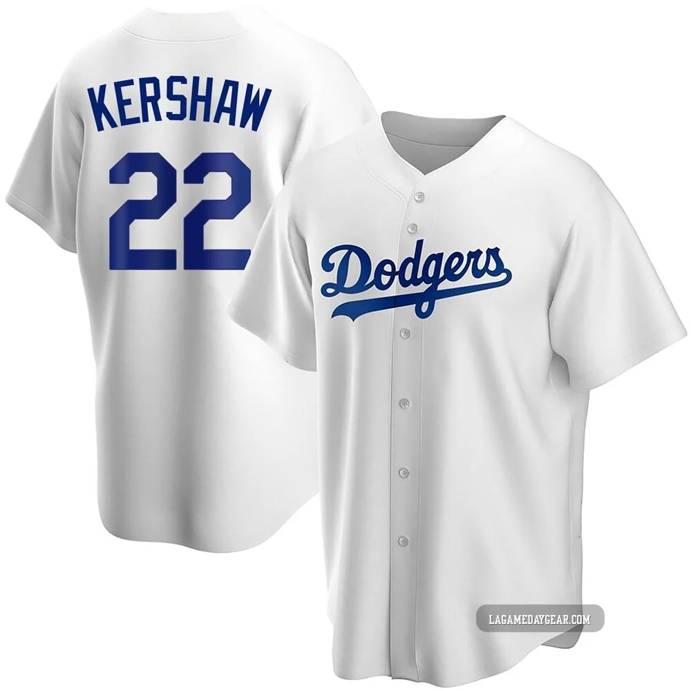 Clayton Kershaw ＃22 Los Angeles Dodgers Replica Youth White Home Jersey