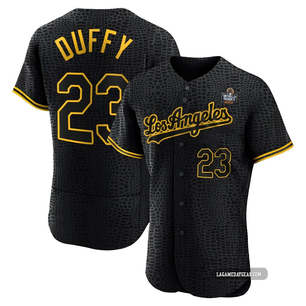 Danny Duffy ＃23 Los Angeles Dodgers Authentic Men's Black Snake Skin City 2024 World Series Jersey
