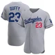 Danny Duffy ＃23 Los Angeles Dodgers Authentic Men's Gray Away Jersey