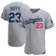 Danny Duffy ＃23 Los Angeles Dodgers Authentic Men's Gray Away Official 2024 World Series Champions Jersey