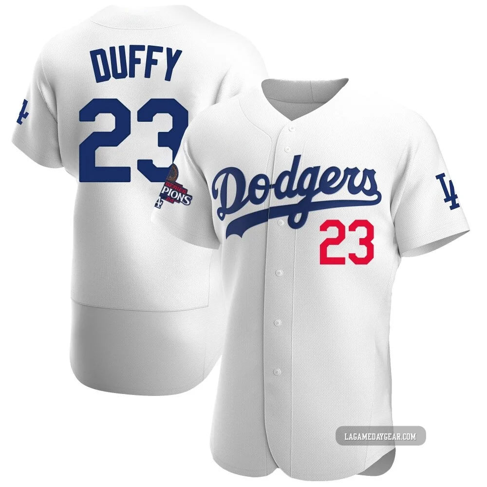 Danny Duffy ＃23 Los Angeles Dodgers Authentic Men's White Home Official 2024 World Series Champions Jersey