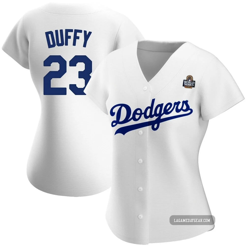 Danny Duffy ＃23 Los Angeles Dodgers Authentic Women's White Home 2024 World Series Jersey