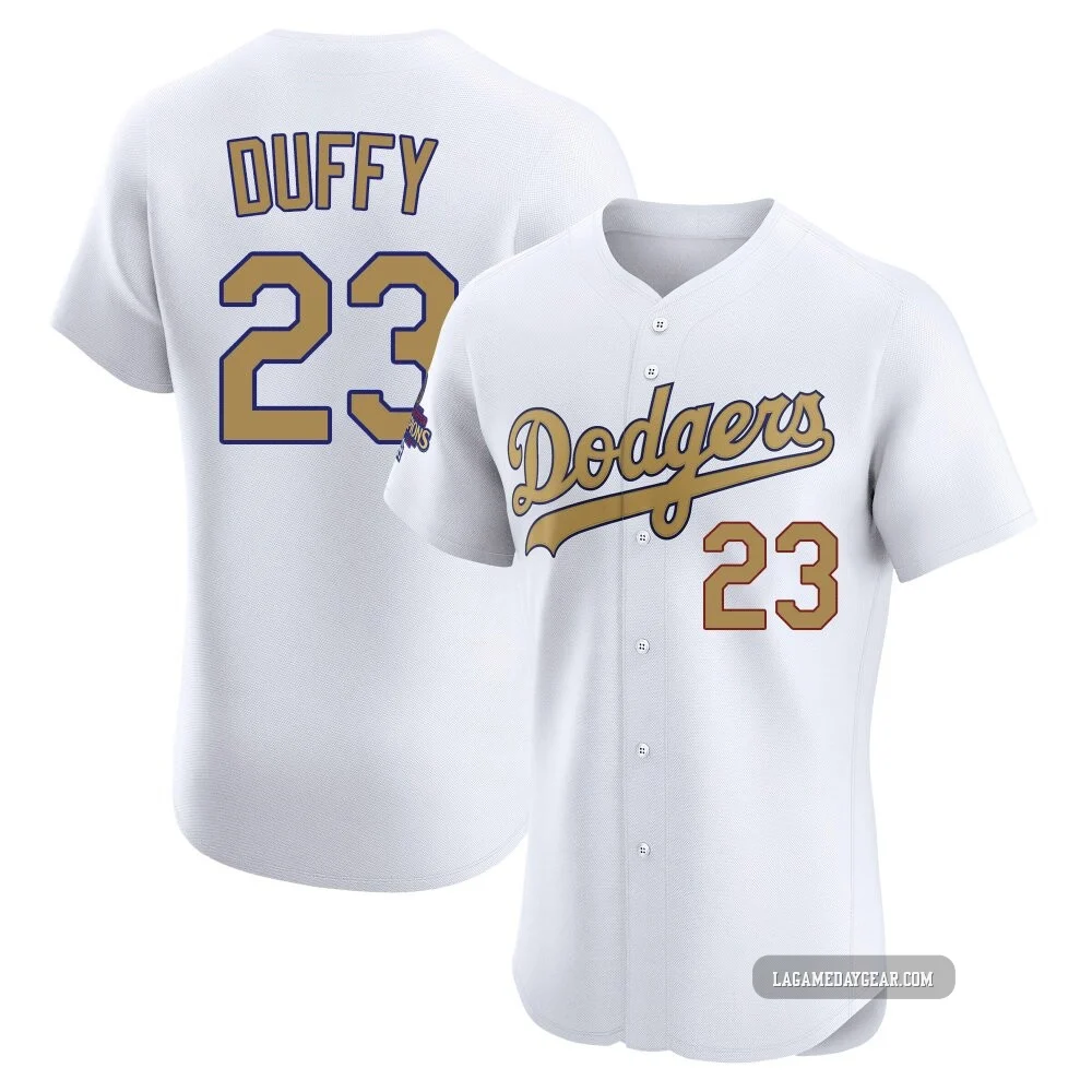 Danny Duffy ＃23 Los Angeles Dodgers Elite Men's Gold White 2025 Collection Jersey