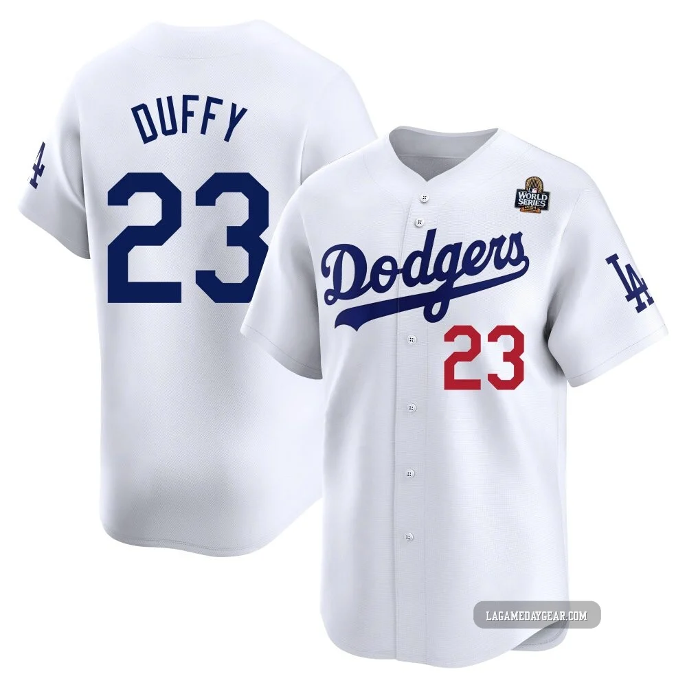 Danny Duffy ＃23 Los Angeles Dodgers Limited Men's White Home 2024 World Series Jersey