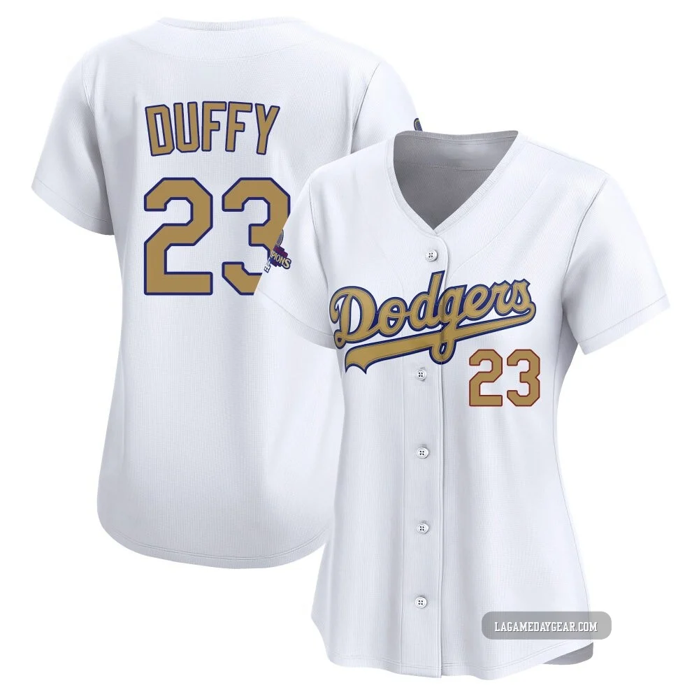 Danny Duffy ＃23 Los Angeles Dodgers Limited Women's Gold White 2025 Collection Jersey