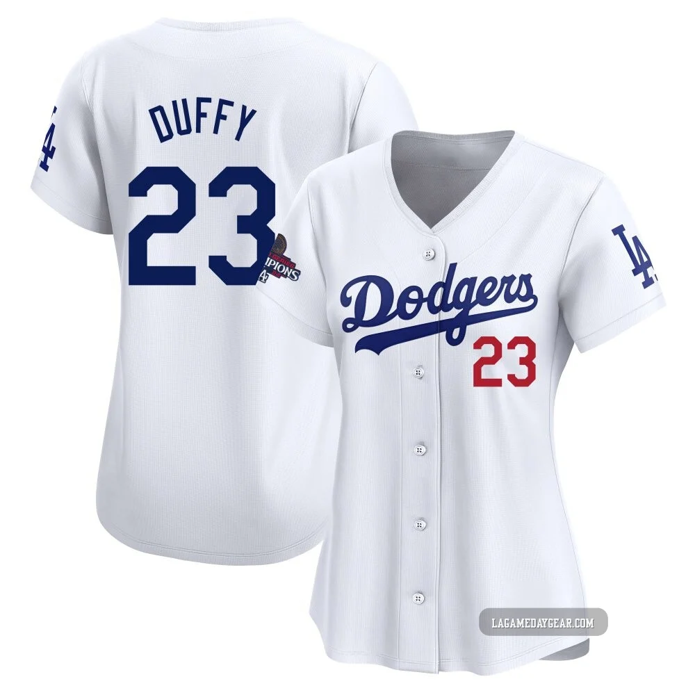 Danny Duffy ＃23 Los Angeles Dodgers Limited Women's White Home 2024 World Series Champions Jersey