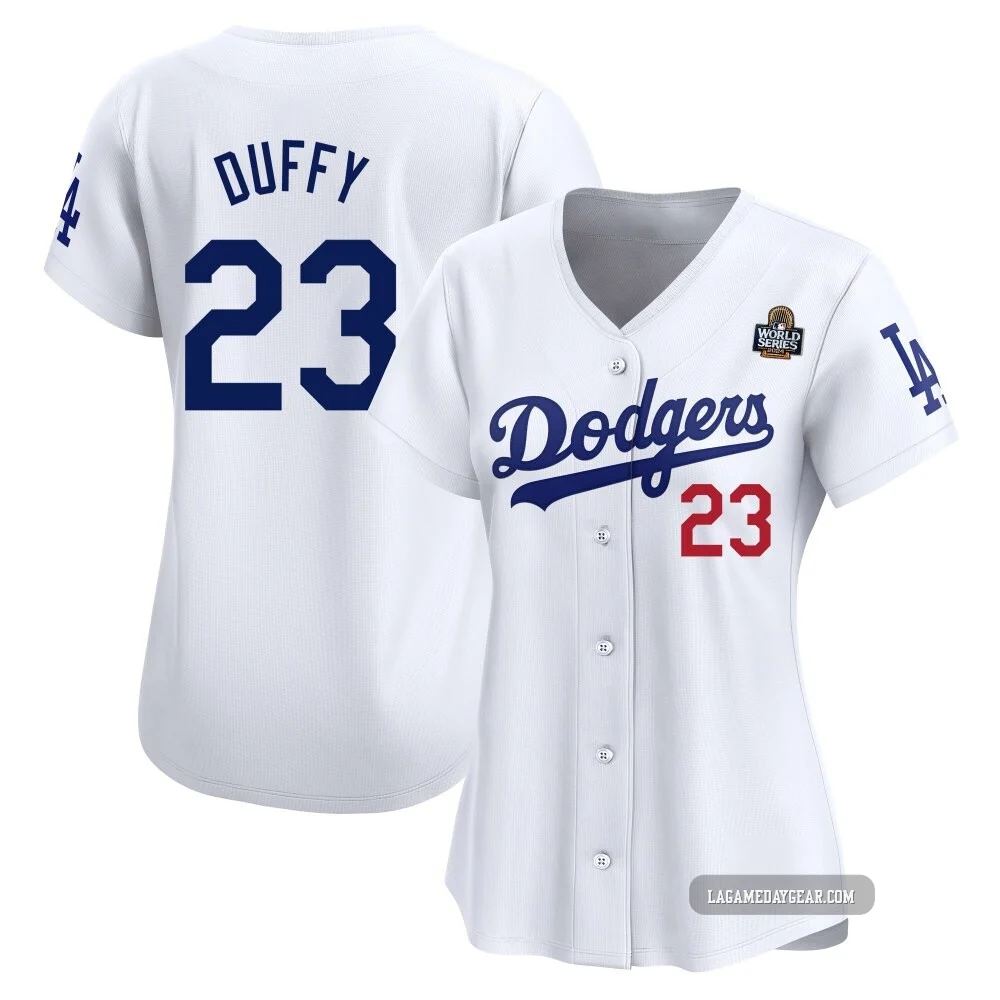 Danny Duffy ＃23 Los Angeles Dodgers Limited Women's White Home 2024 World Series Jersey