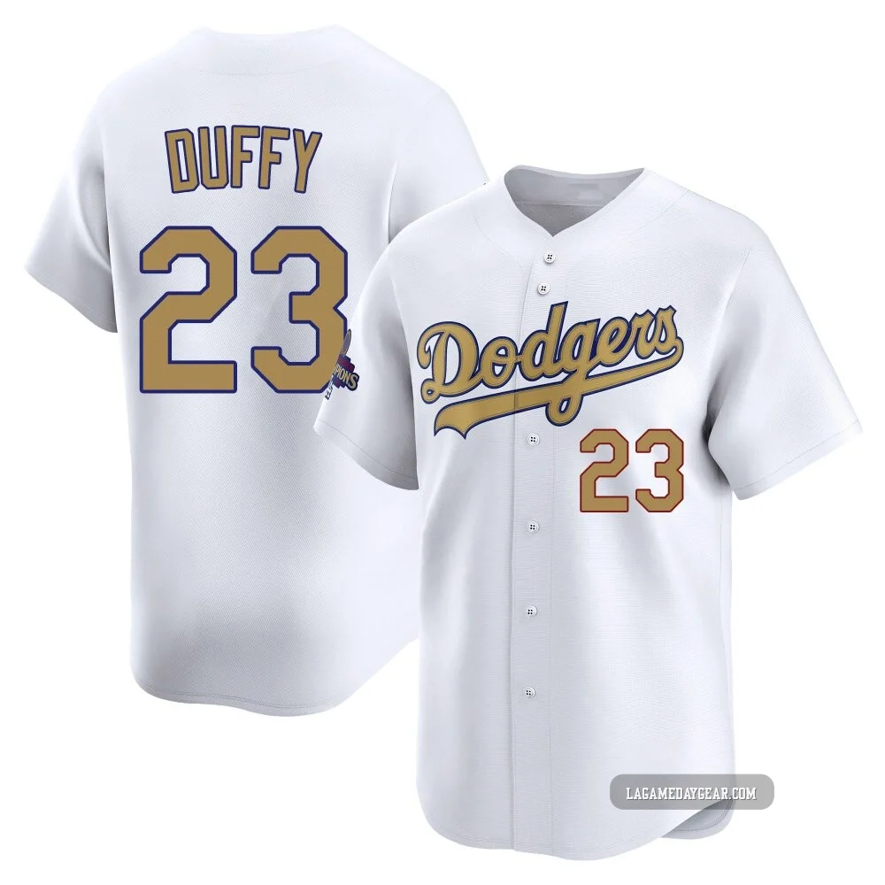 Danny Duffy ＃23 Los Angeles Dodgers Limited Youth Gold White 2025 Collection Jersey