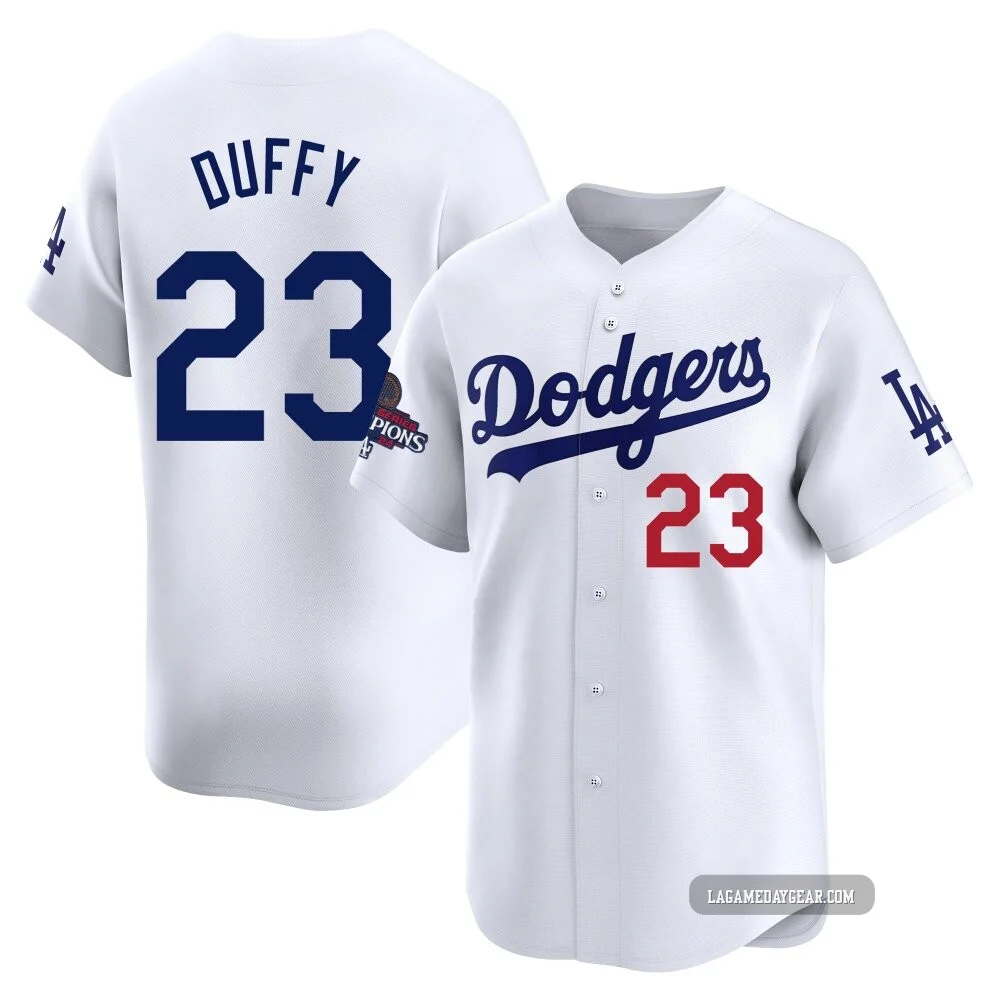 Danny Duffy ＃23 Los Angeles Dodgers Limited Youth White Home 2024 World Series Champions Jersey
