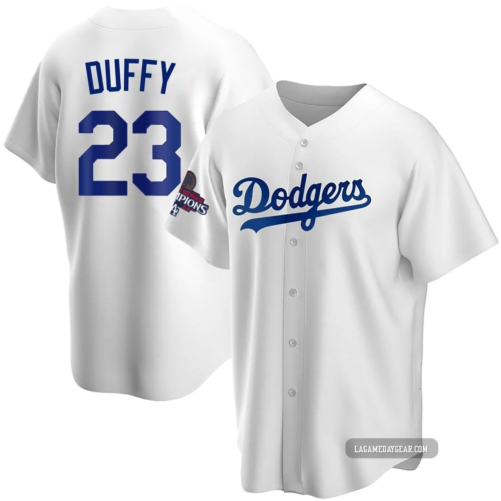 Danny Duffy ＃23 Los Angeles Dodgers Replica Men's White Home 2024 World Series Champions Jersey