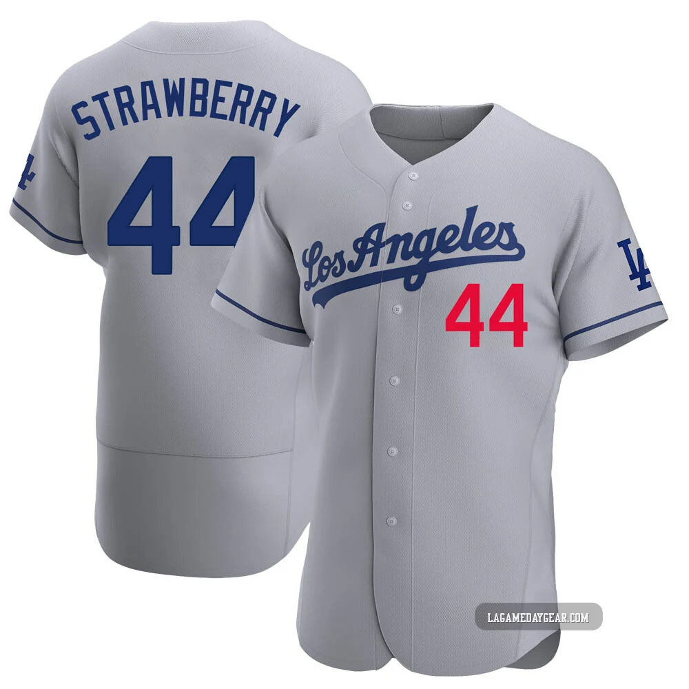 Darryl Strawberry ＃44 Los Angeles Dodgers Authentic Men's Gray Away Jersey