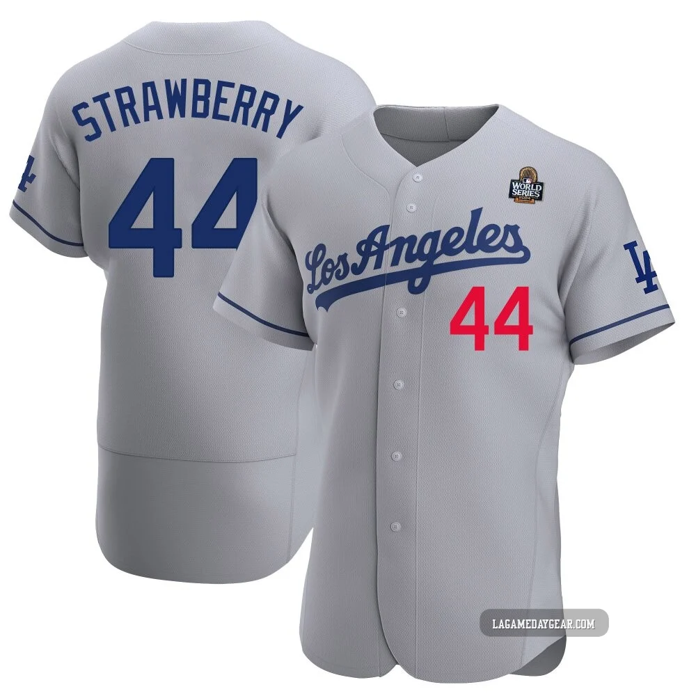 Darryl Strawberry ＃44 Los Angeles Dodgers Authentic Men's Gray Away Official 2024 World Series Jersey