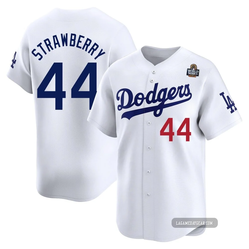 Darryl Strawberry ＃44 Los Angeles Dodgers Limited Men's White Home 2024 World Series Jersey