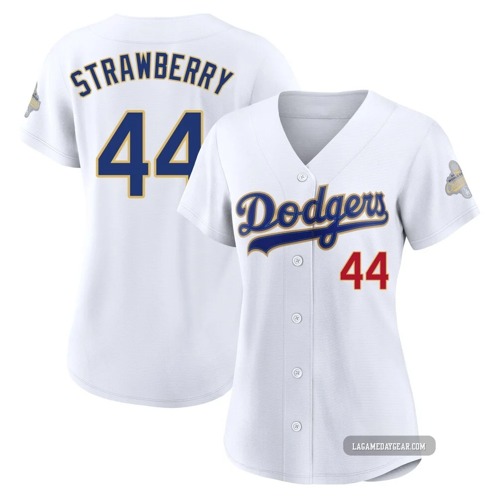 Darryl Strawberry ＃44 Los Angeles Dodgers Limited Women's Gold White 2026 Collection Stadium Jersey