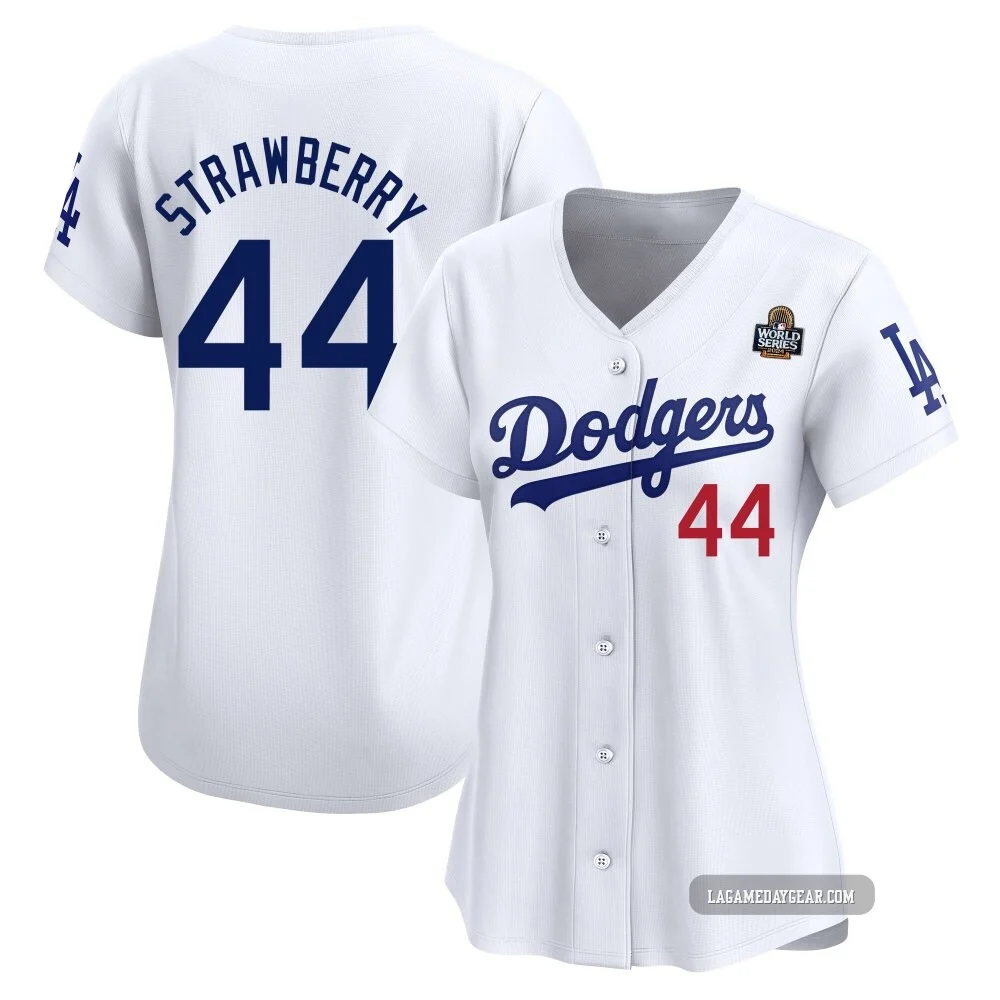 Darryl Strawberry ＃44 Los Angeles Dodgers Limited Women's White Home 2024 World Series Jersey