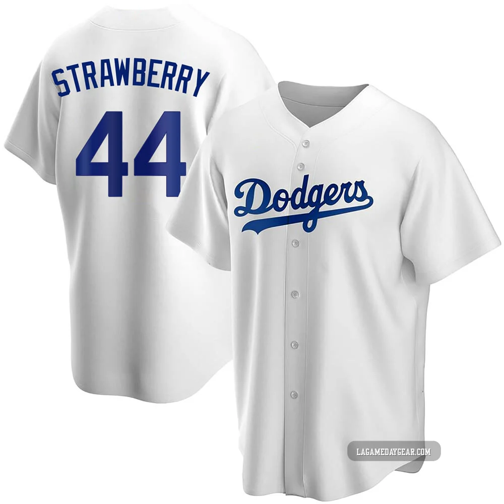 Darryl Strawberry ＃44 Los Angeles Dodgers Replica Youth White Home Jersey