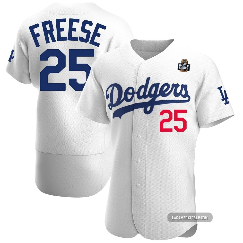 David Freese ＃25 Los Angeles Dodgers Authentic Men's White Home Official 2024 World Series Jersey