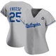 David Freese ＃25 Los Angeles Dodgers Authentic Women's Gray Road 2024 World Series Jersey