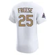 David Freese ＃25 Los Angeles Dodgers Elite Men's Gold White 2025 Collection Jersey