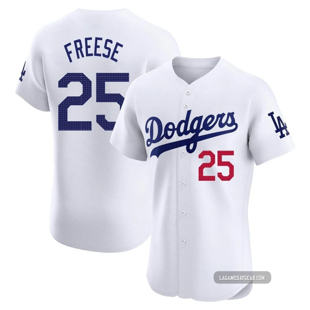 David Freese ＃25 Los Angeles Dodgers Elite Men's White Home Jersey
