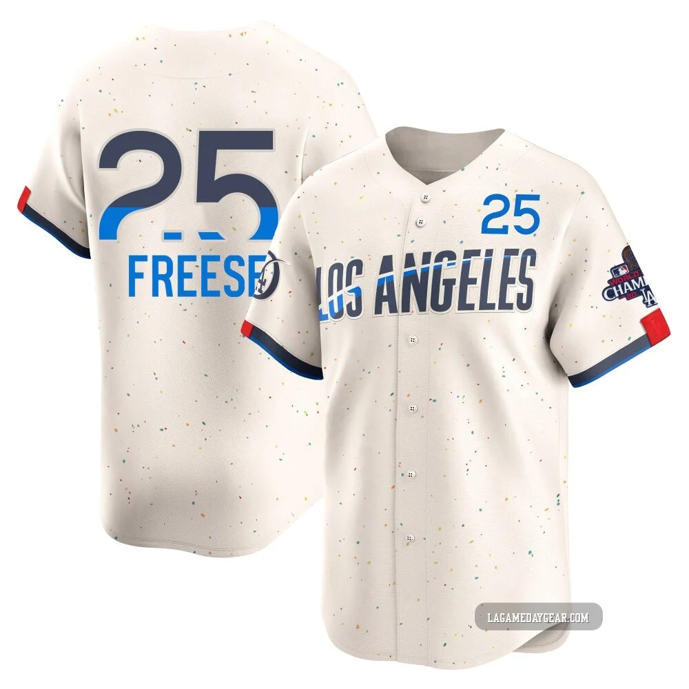 David Freese ＃25 Los Angeles Dodgers Limited Men's Cream 2024 City Connect World Series Champions Jersey