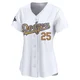 David Freese ＃25 Los Angeles Dodgers Limited Women's Gold White 2025 Collection Jersey
