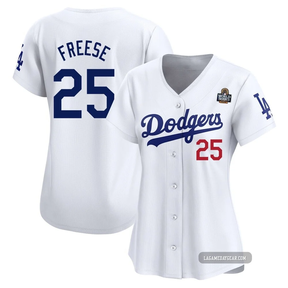 David Freese ＃25 Los Angeles Dodgers Limited Women's White Home 2024 World Series Jersey