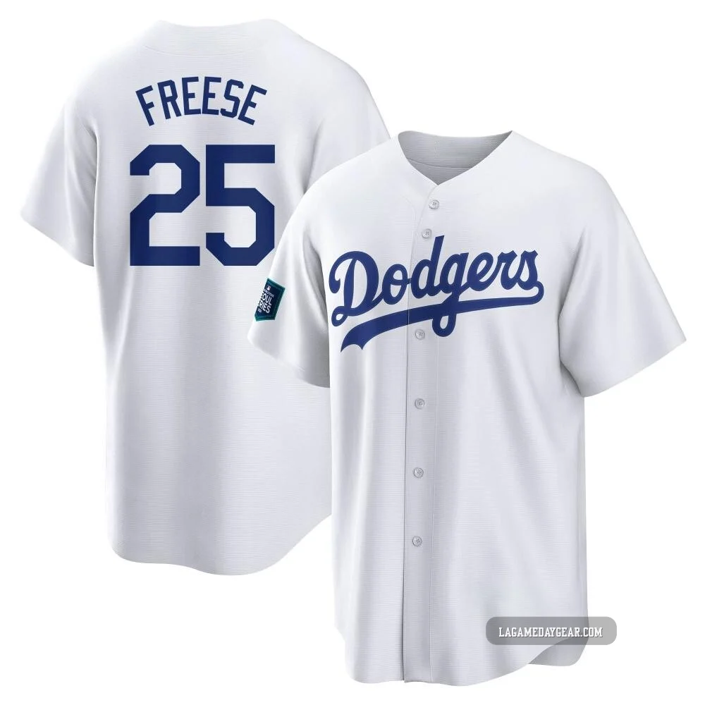 David Freese ＃25 Los Angeles Dodgers Replica Men's White 2024 World Tour Seoul Series Home Jersey