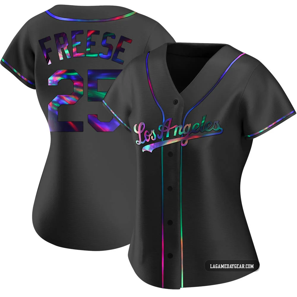 David Freese ＃25 Los Angeles Dodgers Replica Women's Black Holographic Alternate Jersey