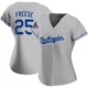 David Freese ＃25 Los Angeles Dodgers Replica Women's Gray Road 2024 World Series Champions Jersey