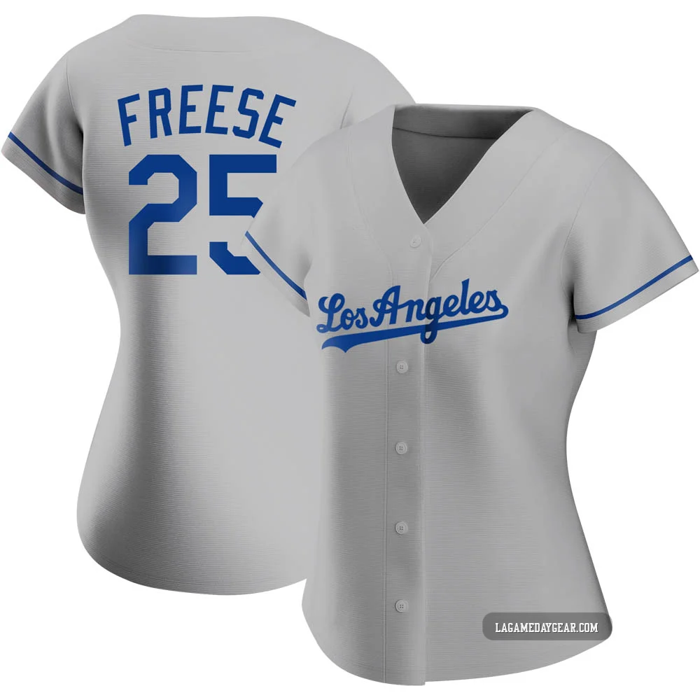 David Freese ＃25 Los Angeles Dodgers Replica Women's Gray Road Jersey