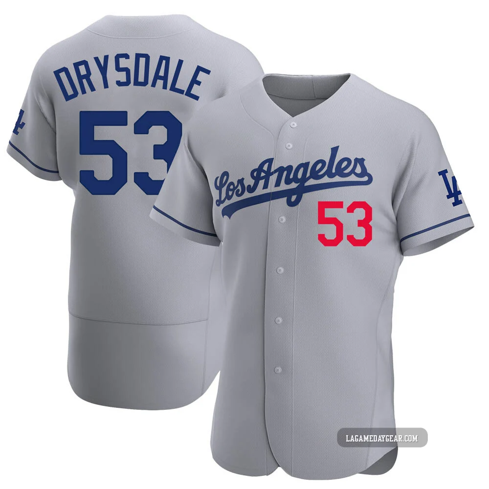 Don Drysdale ＃53 Los Angeles Dodgers Authentic Men's Gray Away Jersey