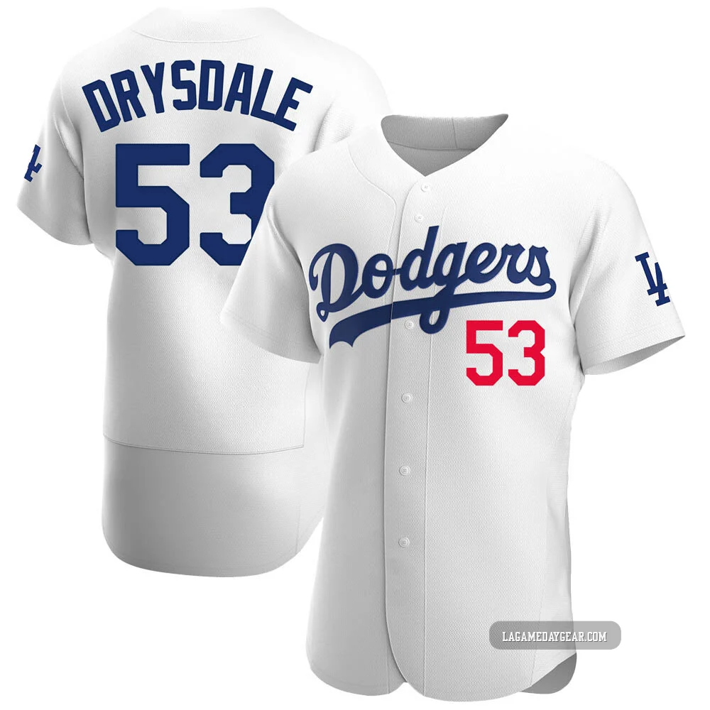 Don Drysdale ＃53 Los Angeles Dodgers Authentic Men's White Home Jersey