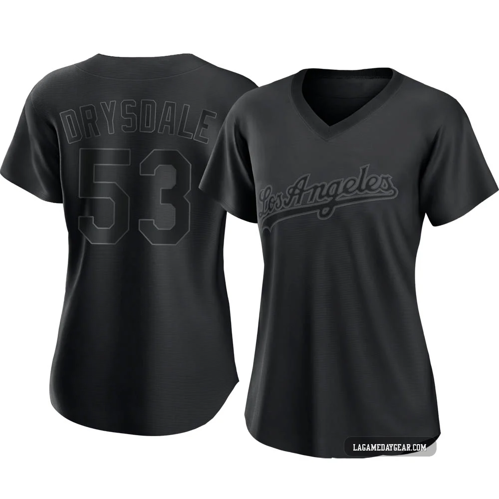 Don Drysdale ＃53 Los Angeles Dodgers Authentic Women's Black Pitch Fashion Jersey