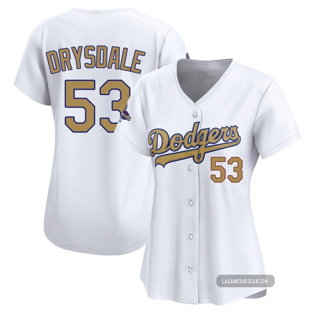 Don Drysdale ＃53 Los Angeles Dodgers Limited Women's Gold White 2025 Collection Jersey