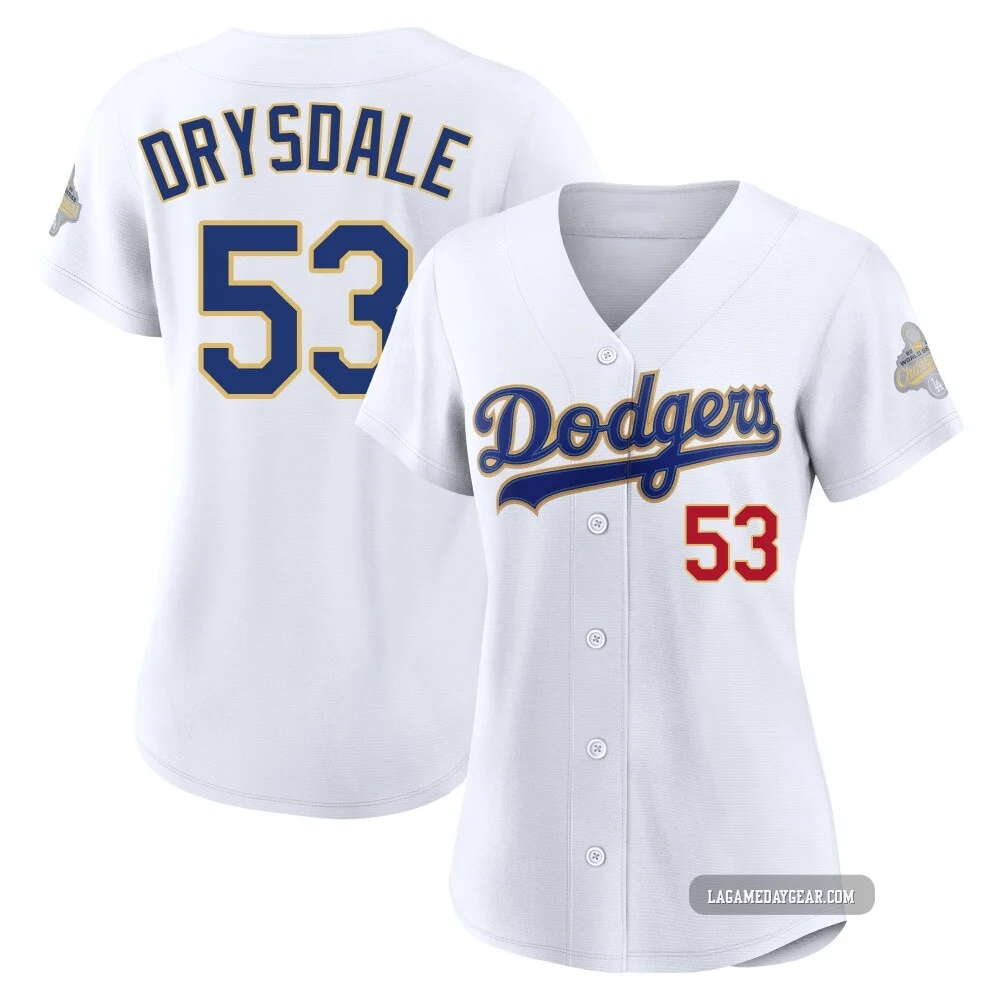 Don Drysdale ＃53 Los Angeles Dodgers Limited Women's Gold White 2026 Collection Stadium Jersey