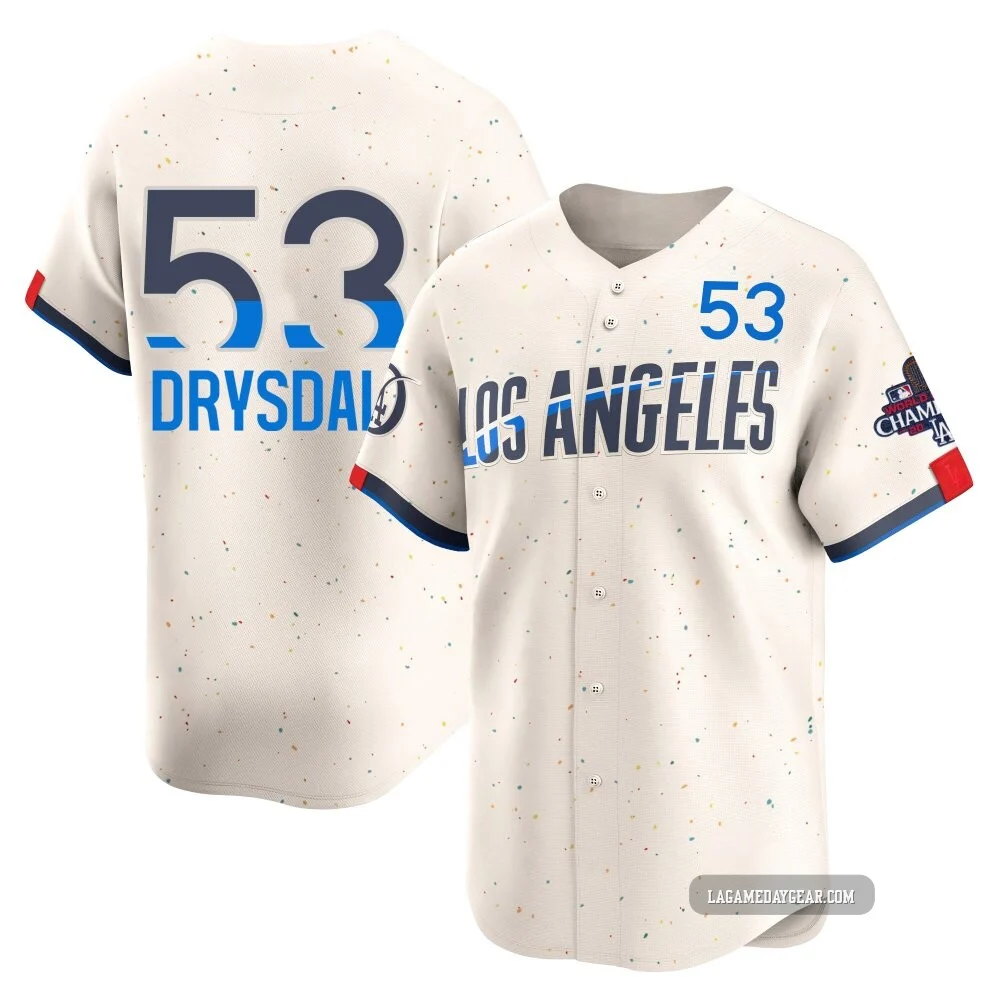 Don Drysdale ＃53 Los Angeles Dodgers Limited Youth Cream 2024 City Connect World Series Champions Jersey