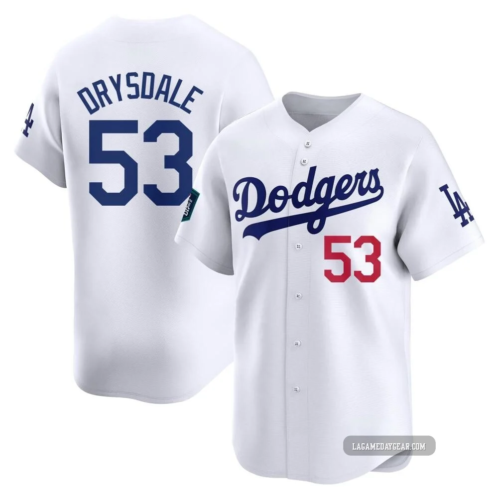 Don Drysdale ＃53 Los Angeles Dodgers Limited Youth White 2024 World Tour Seoul Series Home Jersey
