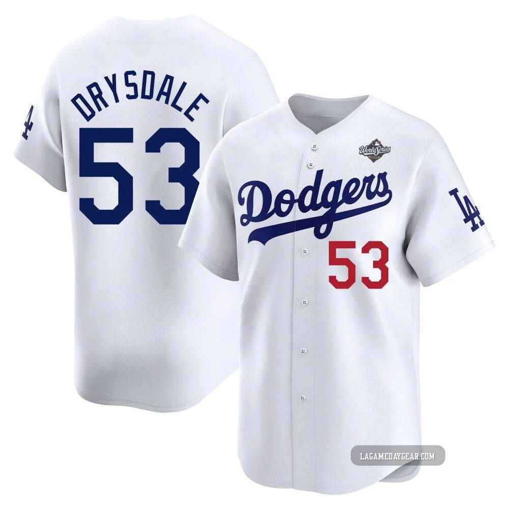 Don Drysdale ＃53 Los Angeles Dodgers Limited Youth White Home 2025 World Series Jersey